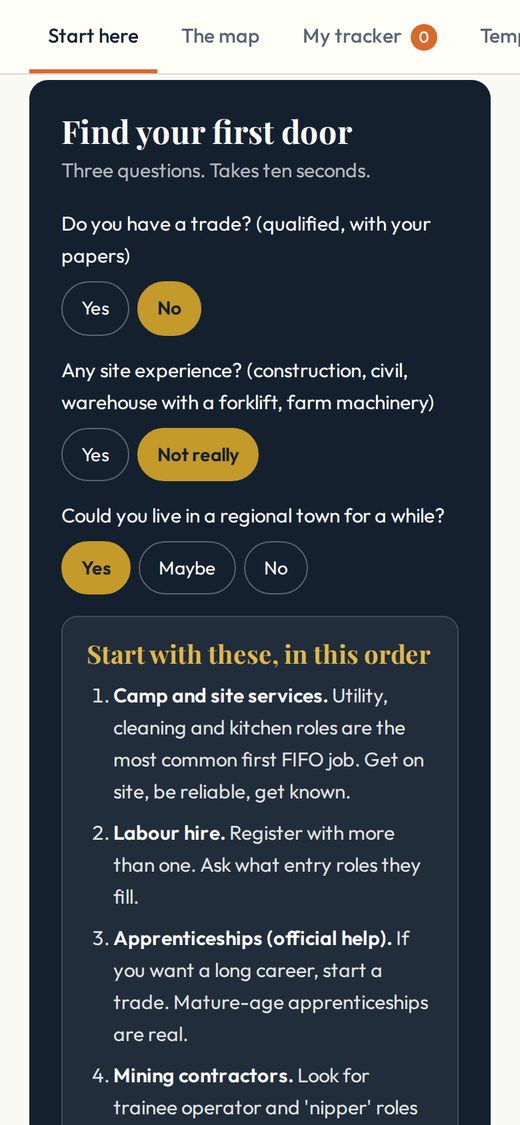 Find your first door: three questions, then the order to apply in